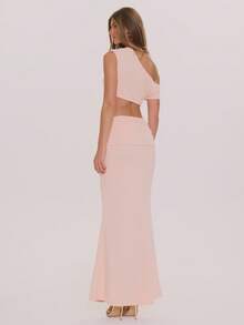 MUSERA Asymmetric Off Shoulder Crop Top And Low Rise Maxi Skirt Set Co-Ord Spring Summer Elegant Wedding Guest Vacation Holiday Occasion Honeymoon Cafe - Khaki - View 4