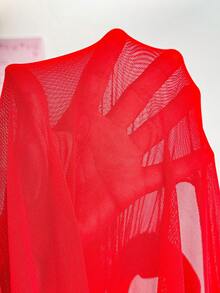 2pcs Set: Cute Bow-Tie Bust Strap & Sexy Mesh Slip Dress For Women - Red - View 5