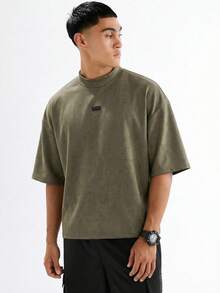SWAVVY Men's Casual Loose Fit Short Sleeve T-Shirt With Graphic Design, Versatile - Olive Green - View 3