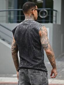 Devon Thys Áo tank top nam màu đen bạc, không tay, họa tiết ban nhạc punk rock metal, dáng ôm, phù hợp mặc hàng ngày, mùa xuân/hè. - màu đen - Xem 2