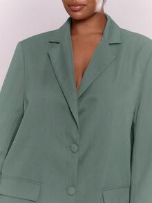 MUSERA Blazer de talla grande curva, para trabajo, salir, favorecedora, otoño, invierno, fiesta de Navidad, oficina, uso diario - Azul menta - Ver 2