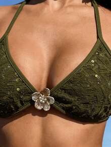 Zyxie 女士纹理亮片比基尼两件套 - 綠色 - 查看 5