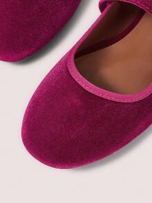 CUCCOO DOLLMOD Women's Shoes Fuchsia Velvet Round Toe Flats - Hot Pink - View 9