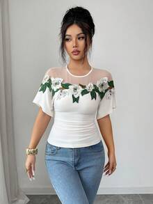 Elenzga Elegant, Fashionable And Stylish Summer T-Shirt For Women - Apricot - View 3