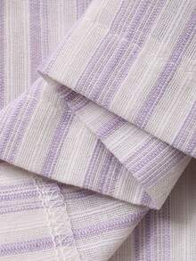 DAZY 2pcs Purple Striped Long Sleeve Cardigan Shirt And Loose Straight Leg Long Pajama Pants Set, Suitable For Spring And Summer - Purple - View 7