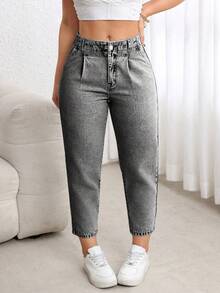 EMERY ROSE Plus Size Women's Non-Stretch Casual Tapered Jeans, Discounted - Light Grey - View 8