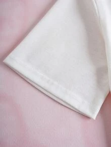 HELLO KITTY AND FRIENDS | SHEIN 2件套可爱休闲少女T恤和豹纹喇叭裤套装 - 彩色 - 查看 6