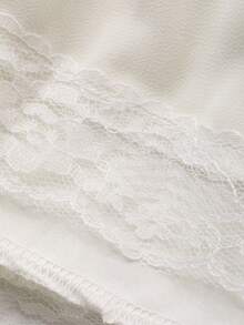 FRIFUL Women's Solid Color Patchwork Sheer Lace Ruffle Hem Fitted Casual Dress, Suitable For Spring And Summer Sundress - White - View 7