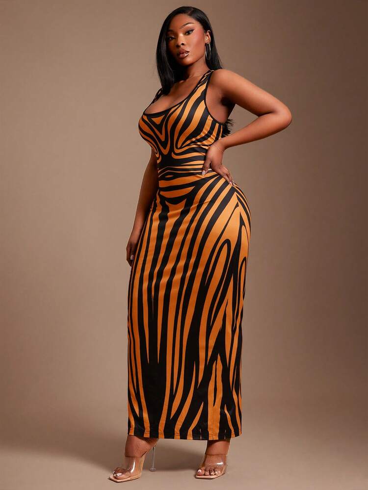 orange and black zebra print dress Orange Zebra Print Mesh Sleeves Dress!