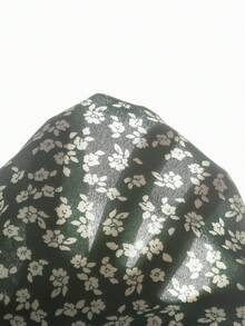SHEIN 少女黑色碎花针织拼接A字休闲度假连衣裙 - 綠色 - 查看 4