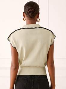 Lilora Women's Elegant Shell Flower Knitted Sweater - Apricot - View 2