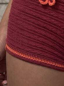 Selianne Women's Elegant 3D Floral Knit Top And Pants Set, Spring/Summer - Hot Pink - View 6