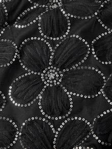 SHEIN MOD Quần short đính sequin đen dành cho nữ - màu đen - Xem 4