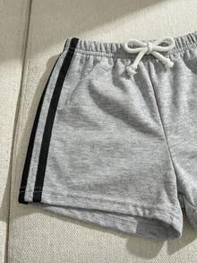 SHEIN 3pcs Baby Boy/Girl Elastic Waist Decorative Ribbon Sports Shorts Set,Kids - Multicolor - View 5