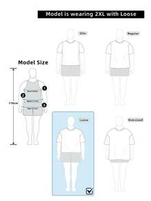 Manfinity Roghcode Plus Size Boxy Cropped Street Loose Cement Gray Campus Logo Print Short Sleeve Shirt - Multicolor - View 3