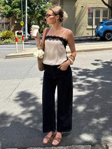 Siren Gaze 女士度假撞色蕾丝吊带背心 - 杏色 - 查看 6