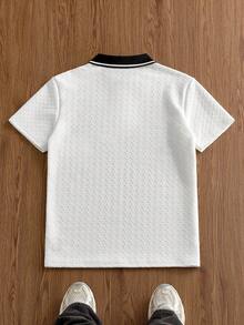 SWAVVY 男士休闲宽松纯色 Polo 衫，翻领，白色男士 Polo 衫，夏季男士服装，男士 T 领 T 恤 - 白色 - 查看 6