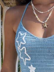 Selianne Đầm ngắn không tay thanh lịch dành cho nữ, thích hợp cho mùa xuân/hè. - Màu xanh lam - Xem 4