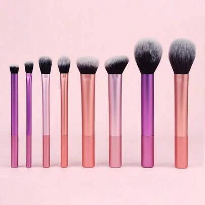 Professional Makeup Brush Set, High-Quality, 8-Piece Package. Includes Powder Brush, Blush Brush, Contour Brush, Eye Shadow Brush, Highlight Brush, And Makeup Brush Tools For Creating Flawless Foundation.