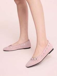 CUCCOO DOLLMOD Women 3D Floral Decor Casual Commuting Fashion Shoes Spring Shoes - Pink - View 3