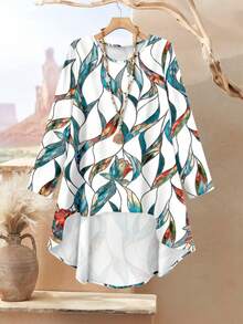 EMERY ROSE 大码女式优雅休闲宽松长袖上衣和裤子两件套，适合秋冬季穿着 - 彩色 - 查看 5