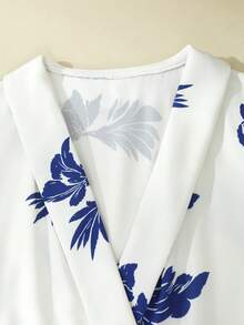 Franclia Đầm maxi dài màu xanh hoa văn, kiểu Pháp, giản dị, tối giản, cổ chữ V, không tay, có thắt lưng, ôm dáng, dành cho nữ, thích hợp mặc mùa hè. - trắng - Xem 4