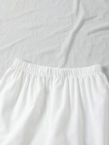 男童几何印花撞色领短袖衬衫和松紧腰裤套装 - 杏色 - 查看 6