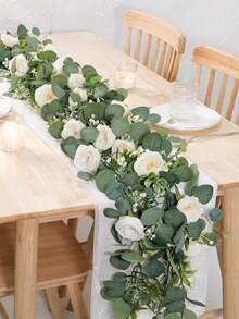 Lifelike Faux Money Eucalyptus Vine Greenery Artificial Willow Leaf Christmas Hanging Wreath Wedding Home Centerpiece Flexible Bendable Stems - White - View 3