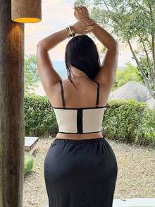 NU&NOW Plus Size Women Spaghetti Strap Camisole, Skin Color Elastic Versatile Casual Undershirt - Apricot - View 3