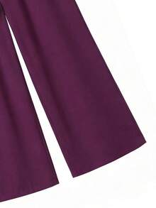 Rusticease Women's Casual Elegant Floral Print Top And Drawstring Waist Wide Leg Pants 2-Piece Set, Suitable For Spring, Summer And Autumn Tea Party Pink Purple - Multicolor - View 4