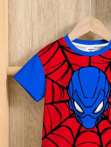 SHEIN 2pcs/Set Young Boy Casual Loose Comfortable Fashion Sports Style Round Neck Short Sleeve T-Shirt And Shorts Set,Suitable For Summer Everyday Wear - Multicolor - View 4