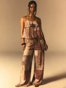 Athîral Women's Casual Vacation Halter Neck Backless Boho Print Top,Vacation Outfits Women,Beach Outfit ,Easter,Summer Tops,Music Festival, Paisley Top Women, Boho Tops For Women - Multicolor - View 3