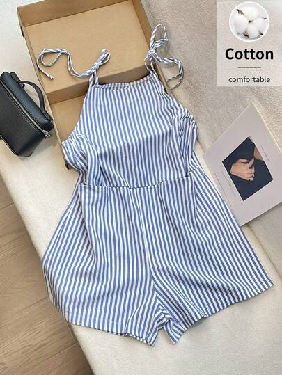 GlowEve Avslappnad design, pendling, mångsidig, randig jumpsuit för kvinnor