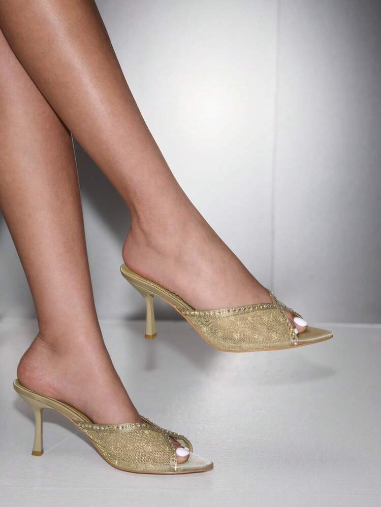 CUCCOO SZL Women's Pointed Toe Minimalist High Heel Sandals For Christmas Spring Shoes Prom Heels Summer Shoes