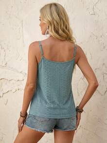 EMERY ROSE Top de tirantes con encaje en contraste - Azul Cadete - Ver 2