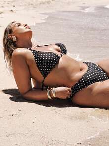 SHEIN BAE Bộ bikini cỡ lớn in chấm bi, thích hợp cho kỳ nghỉ và đi biển. - Nhiều màu - Xem 6