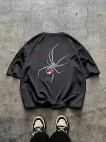 Sport MetroGents Men's Letter & Spider Print Short Sleeve Sports T-Shirt - Dark Grey - View 1