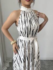 Modelyn Đầm nữ không tay in họa tiết, thắt eo - Nhiều màu - Xem 4