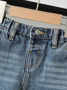 男童宽松直筒蓝色牛仔裤 - 中等水洗藍 - 查看 4