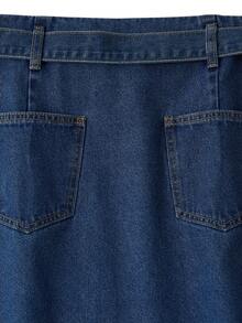 GlowEve 女士休闲牛仔裙，腰部采用镂空和搭扣设计 - 藍色 - 查看 9