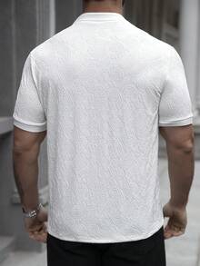 Manfinity Homme Men's Casual Solid Color Cashew Texture Short Sleeve Polo Shirt, Summer Men Casual White Sets White Polo Shirt For Men Men White Tops Mens Golf Shirt Old Money,Daily Leisure, Weekend Trips, Outdoor Activities, Travel Expeditions, Relaxed Work Environments Or Semi-Formal Occasions, Boyfriend/Husband Gift, Anniversary /Birthday Gift Party Summer Vacation Holiday,Wedding,Spring To Summer Men Cruise Outfit Yacht Outfit Men Men Beach Outfit - White - View 2