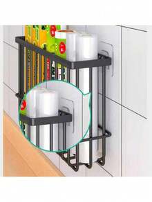 门后式食品储藏柜收纳架，食品储藏室整理收纳，深篮悬挂式重型金属架，壁挂式调料架，适用于家庭厨房、洗衣房和浴室，白色/黑色 - 彩色 - 查看 7