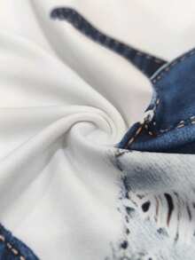 EMERY ROSE Women's Casual Denim Puppy Print Round Neck Long Sleeve T-Shirt - Multicolor - View 3