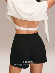 GLOWMODE 4.0英寸 SoftSerene 莫代尔面料，轻松舒适，丝滑透气，宽松版型，可调节抽绳腰带，高腰设计，侧边口袋，适合日常休闲穿着。 - 黑色 - 查看 2