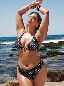 SHEIN BAE Bộ bikini cỡ lớn in chấm bi, thích hợp cho kỳ nghỉ và đi biển. - Nhiều màu - Xem 5