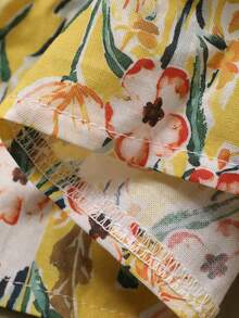 DAZY 少女碎花花瓣袖衬衫和裤子休闲套装 - 綠色 - 查看 9