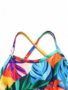 SHEIN Tween Girls' Loose Floral Print Sleeveless Casual Dress - Multicolor - View 3