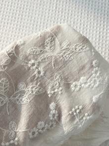 Elamini Women's Summer White Embroidered Fabric Deep V-Neck Ruffle Trim Casual Vacation Blouse - White - View 4