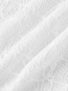 SHEIN MOD 白色蕾丝花卉提花针织薄纱女式T恤，梦幻浪漫，适合约会、派对、春夏装、春假、度假、野餐、节日、生日等场合。 - 黑與白 - 查看 4