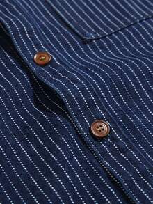 Manfinity Denimwave Young Street Style Washed Blue Straight Fit Striped Hoodie With Drawstring, Spring/Summer - Blue - View 5